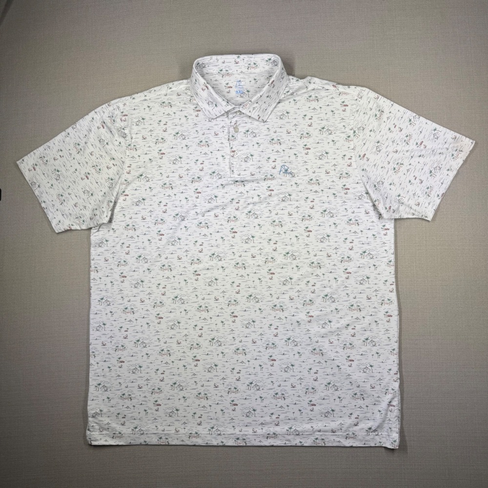 Rhoback Mens Polo Short Sleeve Performance Stretch Shirt White Beach Size 3XL
